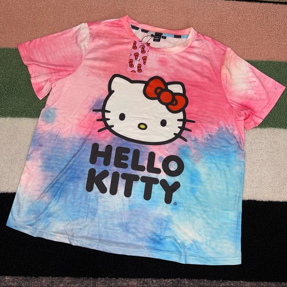 🎀 1X-4X Women’s SHEIN x Hello Kitty Tie-Dye Graphic Tee - Picture 1 of 8